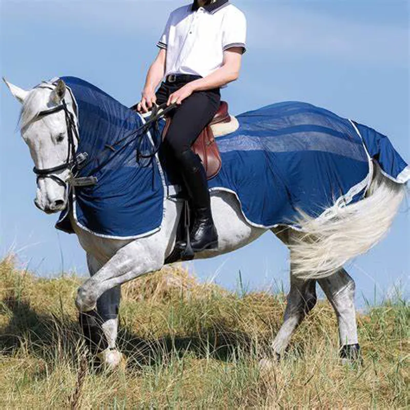 Horseware Amigo Flyrider Ride On Fly Rug - Navy/Silver